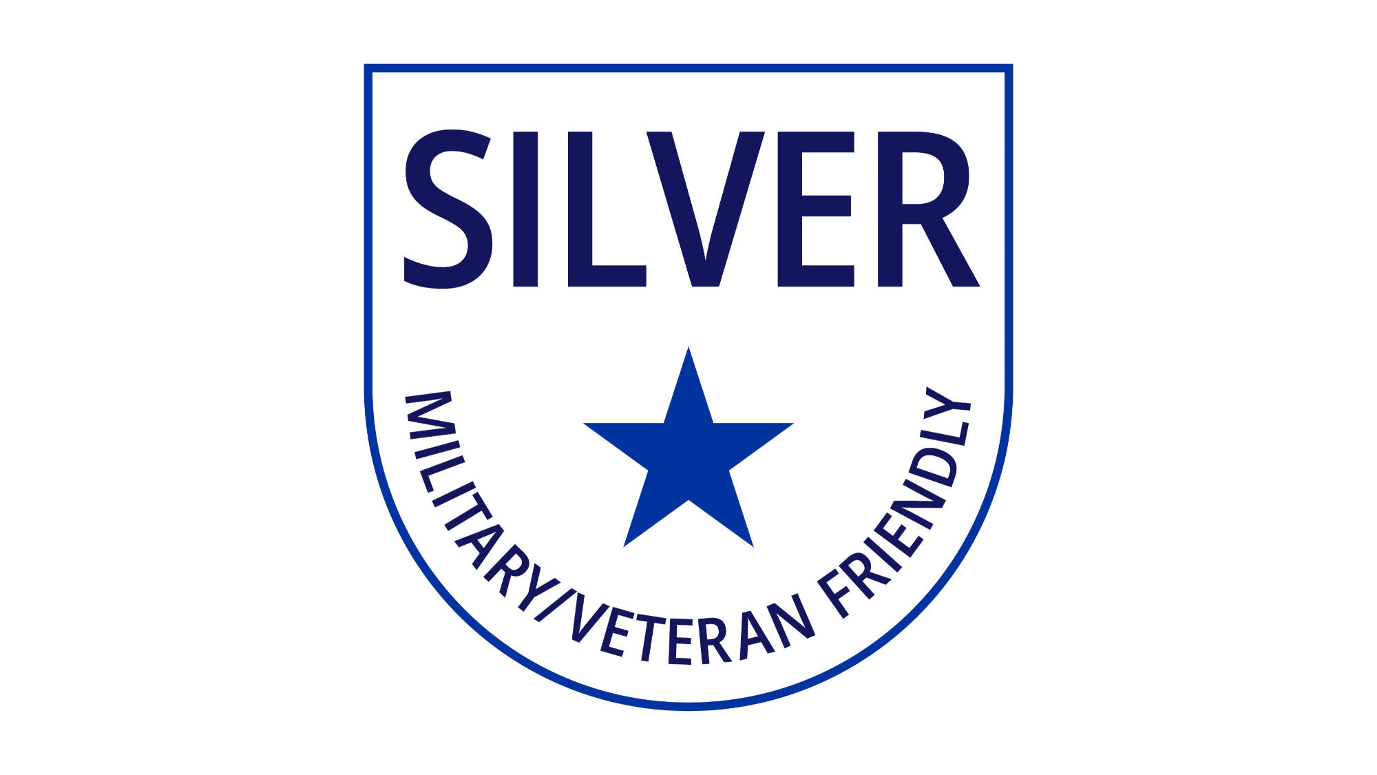 A star with the words, "Gold, Military/Veteran Friendly" around it.